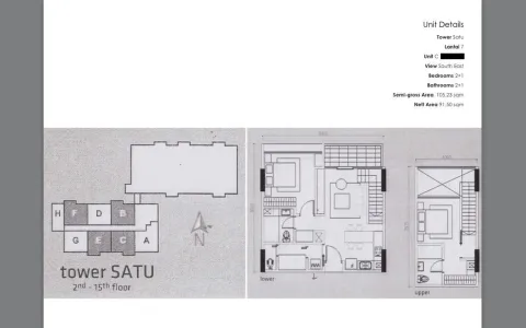 Apartemen Satu8 Residence – 2 1 BR (105 m2) Unfurnished