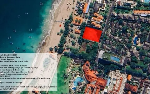 Dijual Cepat Tanah Beachfront di Pantai Kuta, Bali