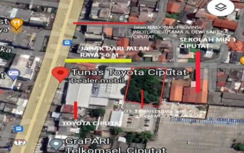 Dijual Cepat Tanah di Jl. Dewi Sartika, Ciputat, Tangsel